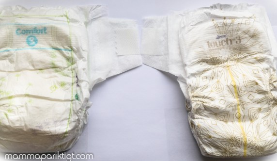 Comfort till vänster och Touch till höger. Här ser man att de har lika stora karborrband.